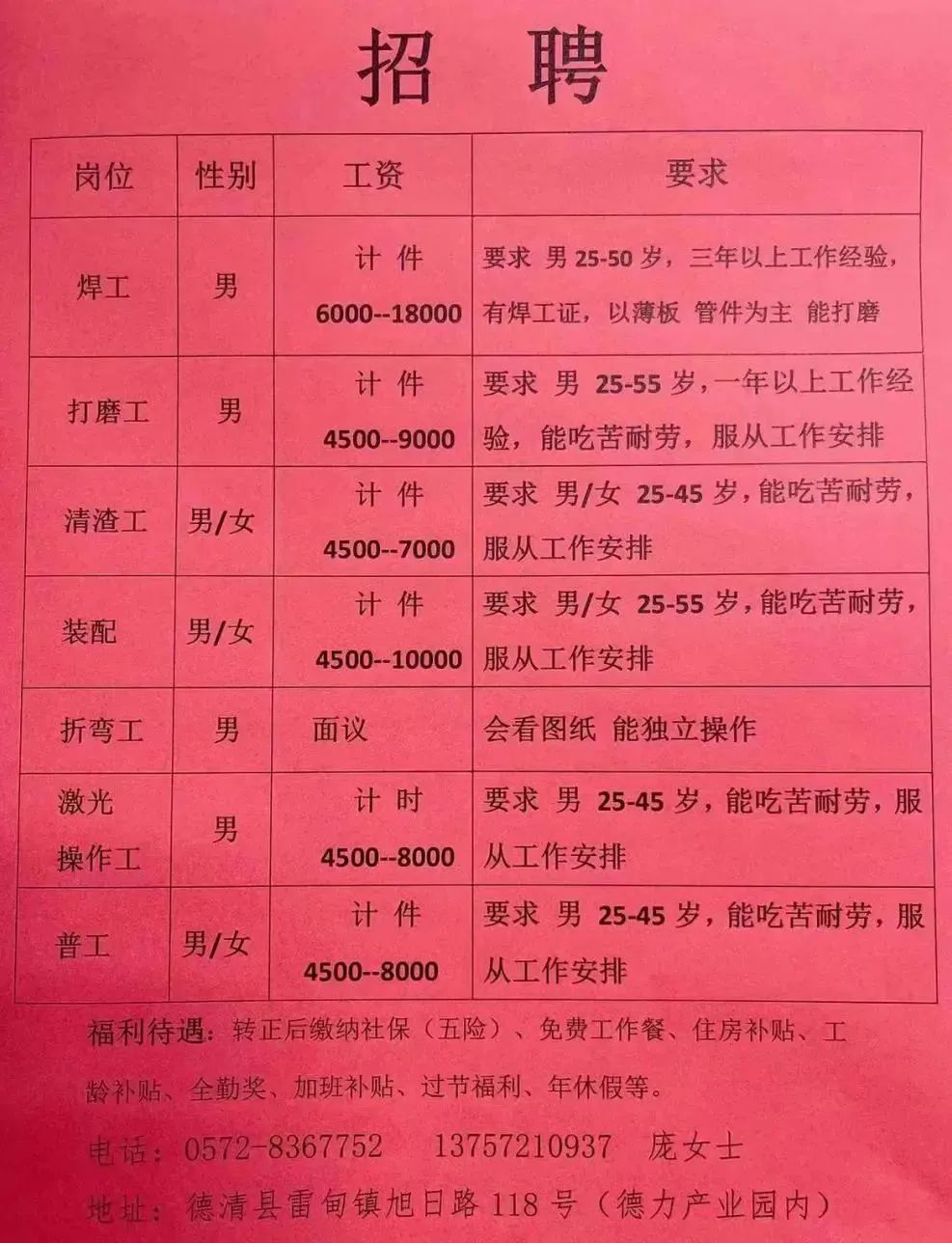 景会村委会最新就业招聘信息公告